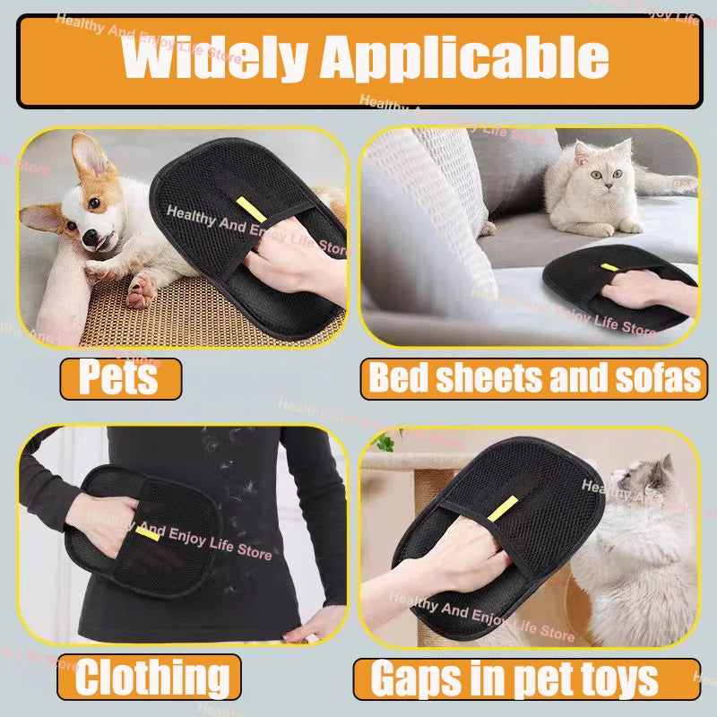 Gants de nettoyage et de collecte des poils pour animaux de compagnie.